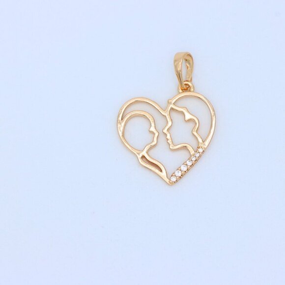 "Heart Shaped Rose Gold Pendant with Mother and Child Silhouette, XPPT1476 - Picture 11 of 13